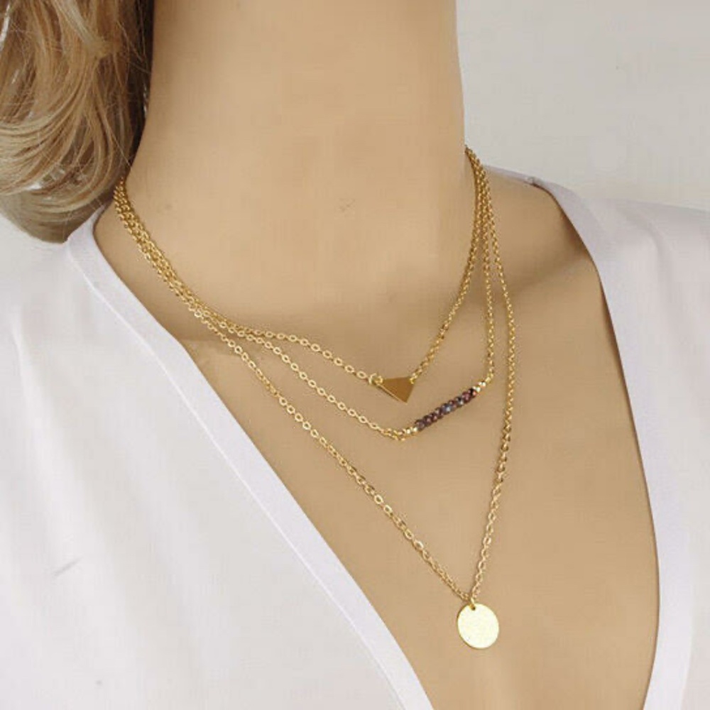 USA Trade Winds Multilayer Geometric Gold Lariat Necklace Jewelry - Picture 2 of 3